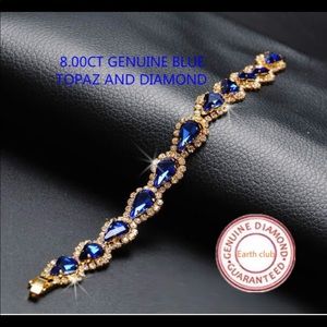 8.00 Ct Genuine Blue Topaz & Diamond Brace…
